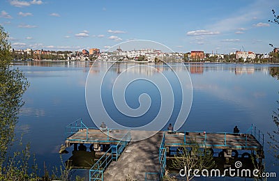 Ternopil Pond or Komsomol Lake, Ukraine Stock Photo